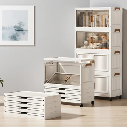 5-Tier / 3-Tier Foldable Decorative Furniture Storage Cabinet