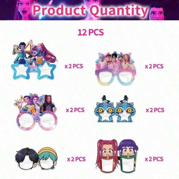 6pcs 2025 New Square Glasses, K-Pop Girl DDemon HHunters Glasses, Adult Birthday Party Decor, Anime Hunter Accessories, Cartoon Character Gift, Random Style [Actual Product May Differ From Image, But Won't Affect Appearance]