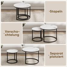 White Coffee Table 2-Piece Set / 60cm Metal Frame Round Side Table / Modern Coffee Table 2-Piece Set / Suitable For Living Room, Bedroom, Balconies, Patios, Offices, Small Spaces - White - View 6
