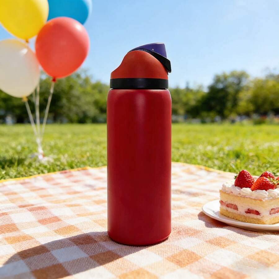 O-Walaa BlackCherryWaterBottle32oz, 945ML, With Straw, Heat Preservation Time More Than 24 Hours, Cold And Hot Water Can Be Insulated, Can Make Coffee, Frozen Drinks, Exquisite Workmanship, Suitable For Camping, Work, Indoor And Outdoor Use. - 紅木色 - 查看 1