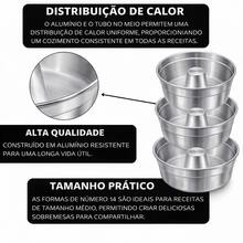 Kit 3 Forms No. 16 Round Bakery Pudding Cake With Hole - Silver - View 5
