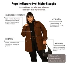 PLUS SIZE OVERCOAT JACKET PARKA WINTER COAT BENGALINE - 鏽棕色 - 查看 4