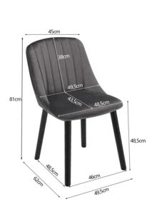 Goeurvant Modern Minimalist Vertical-Stripe Upholstered Dining Chairs With Ergonomic Back & Solid Wood Legs For Living Room, Kitchen, Bedroom - Set Of 2 / Set Of 4 / Set Of 6---Dark Grey (Velvet) - 深灰(黑腿) - 查看 11