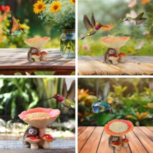 树脂刺猬蘑菇造型喂鸟器，鸟类及动物喂食站，花园野生动物饮水碗，吸引蜂鸟、麻雀等，方便喂养家养及野生鸟类，慵懒的阳台喂鸟器，无需安装，3秒即可悬挂，适合家庭用户或自然爱好者。是动物爱好者的理想礼物。 - 舉著蘑菇的小刺猬 - 查看 2