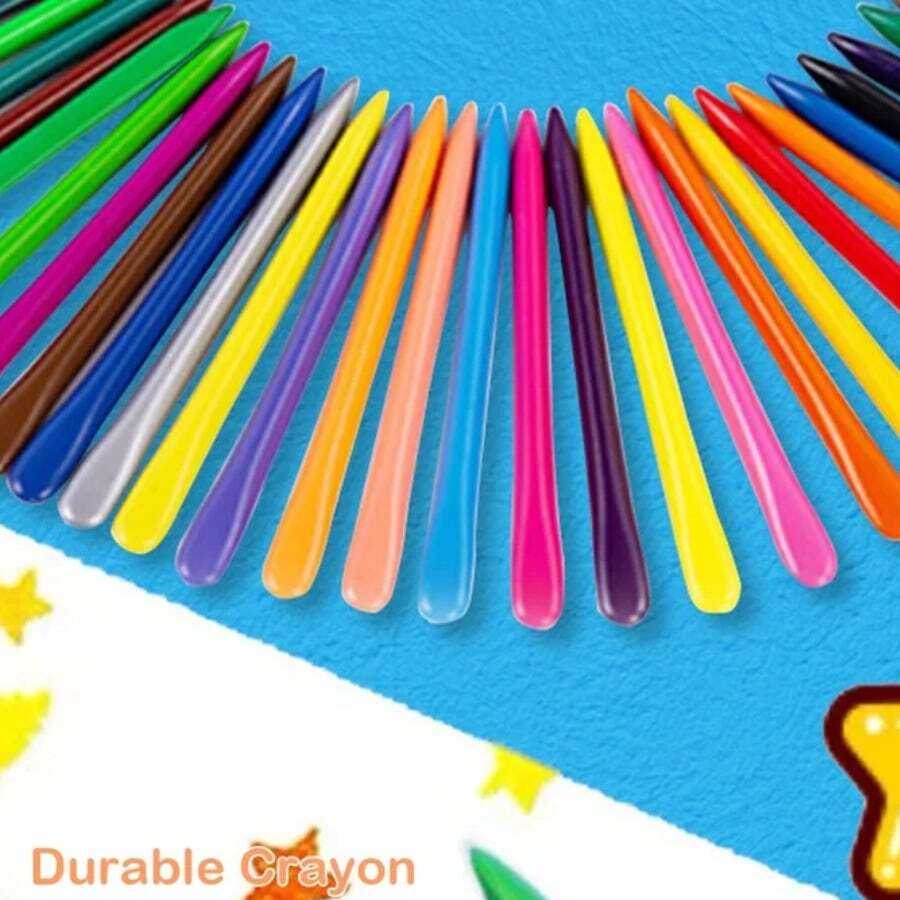 Set Of 12 Triangular Capybara Design Wax Crayons In A Portable Container - Kawaii Stationery For Creative And Fun School Supplies - Multicolor - View 1