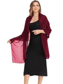 1 chiếc khăn choàng dài bằng chiffon giả ngọc trai màu đỏ tía dành cho nữ, khăn choàng vai, khăn trùm đầu, khăn choàng dài nhẹ, trong suốt, mềm mại, thời trang, đa năng, thích hợp cho bãi biển, khăn choàng chiffon dùng cho cô dâu, đám cưới, tiệc tối và váy dự tiệc, kỳ nghỉ. - Màu Đỏ Sâu - Xem 4