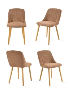 Goeurvant Modern Minimalist Vertical-Stripe Upholstered Dining Chairs With Ergonomic Back & Solid Wood Legs For Living Room, Kitchen, Bedroom - Set Of 2 / Set Of 4 / Set Of 6---Brown (Chenille) - 棕色 - 查看 13