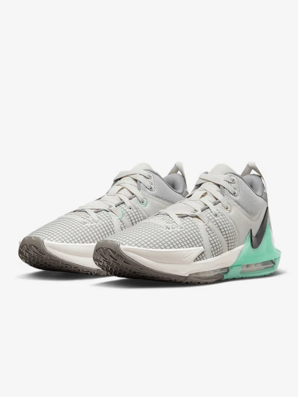 Nike 耐克男士篮球训练鞋，新款 LeBron Witness 7 中帮篮球鞋，舒适贴合脚踝，灰色和薄荷绿配色，多功能休闲运动篮球鞋，DM1123-006