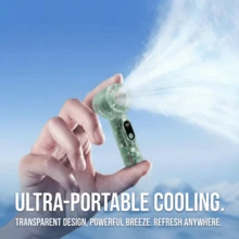 Mini Dispositivo de Resfriamento Facial de Mão - Turbina, Bateria Recarregável de 1800mAh, Carcaça, Visor LED, Almofada de Resfriamento, Ventilador Pessoal, Ideal para Viagens, Atividades ao Ar Livre e Camping - Excelente Presente para Homens e Mulheres - Multicolorido - Visão 8