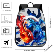 15-Inch Robot Themed Backpack, Headphone Print Rucksack, Suitable For School, Party, Daily Use, Oxford Cloth Durable Material Washable, Unisex - 15 Inch Backpack - View 7