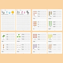 字母描紅練習本，32頁色彩編碼 A-Z 與數字 1-10，大寫/小寫練習，幼兒筆觸控制，早期寫作技能 - 彩色 - 查看 10