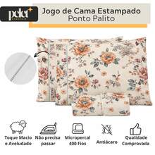 400 Thread Count Micropercal Bedding Set With Hemstitching, Double, Queen, And Single Sizes, Printed, Extra Soft And Comfortable Touch. - Flor de salmón - Ver 5