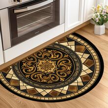 1 pieza Felpudo clásico marrón con patrón floral, Felpudo de bienvenida, Alfombra pequeña, Felpudo para exteriores, Alfombra de cocina, Decoración del hogar, Felpudo para la puerta principal, Alfombra de área, Alfombra para exteriores, Decoración del hogar, Alfombra de área, Alfombra de jardín, Alfombra lavable - Multicolor 3 - Ver 4