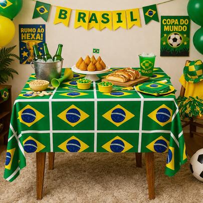 1 Toalha Mesa Tnt 2m X 1,4m Decoração Copa Brasil