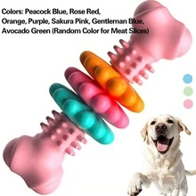 Durable Rubber Bone-Shaped Dog Toy, Suitable For Small And Medium Dogs, Helps Relieve Gum Discomfort, Pet Play Toy - Multicolor - View 12