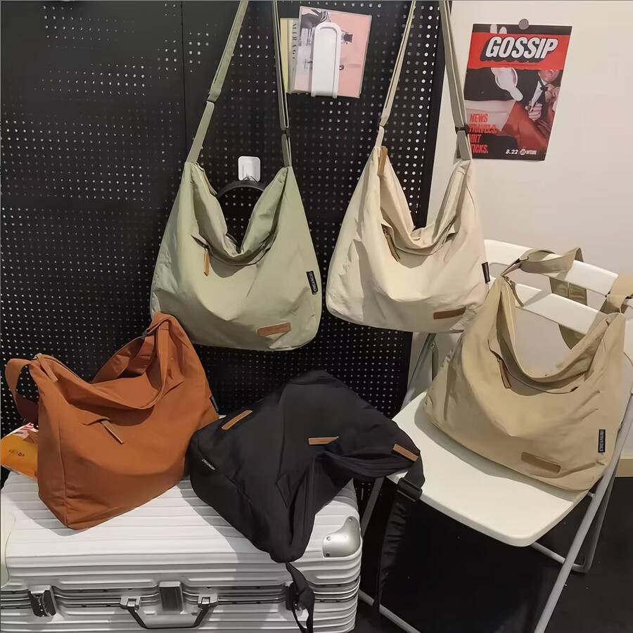 This Crossbody Bag, Made Of Simple Nylon, Is Lightweight Yet Spacious. It Features An Adjustable Shoulder Strap And A Waterproof Design, Making It Suitable For Various Occasions Such As Travel, Office, And Leisure. It's An Ideal Choice For University Campuses, Commutes, And Daily Work. - Multicolor - View 1