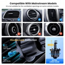 TOPK Car Phone Holder Mount, [Upgrade Auto Locking] Universal Phone Holder With Hook Clip For Car Air Vent Compatible With Cellphones - màu đen - Xem 5