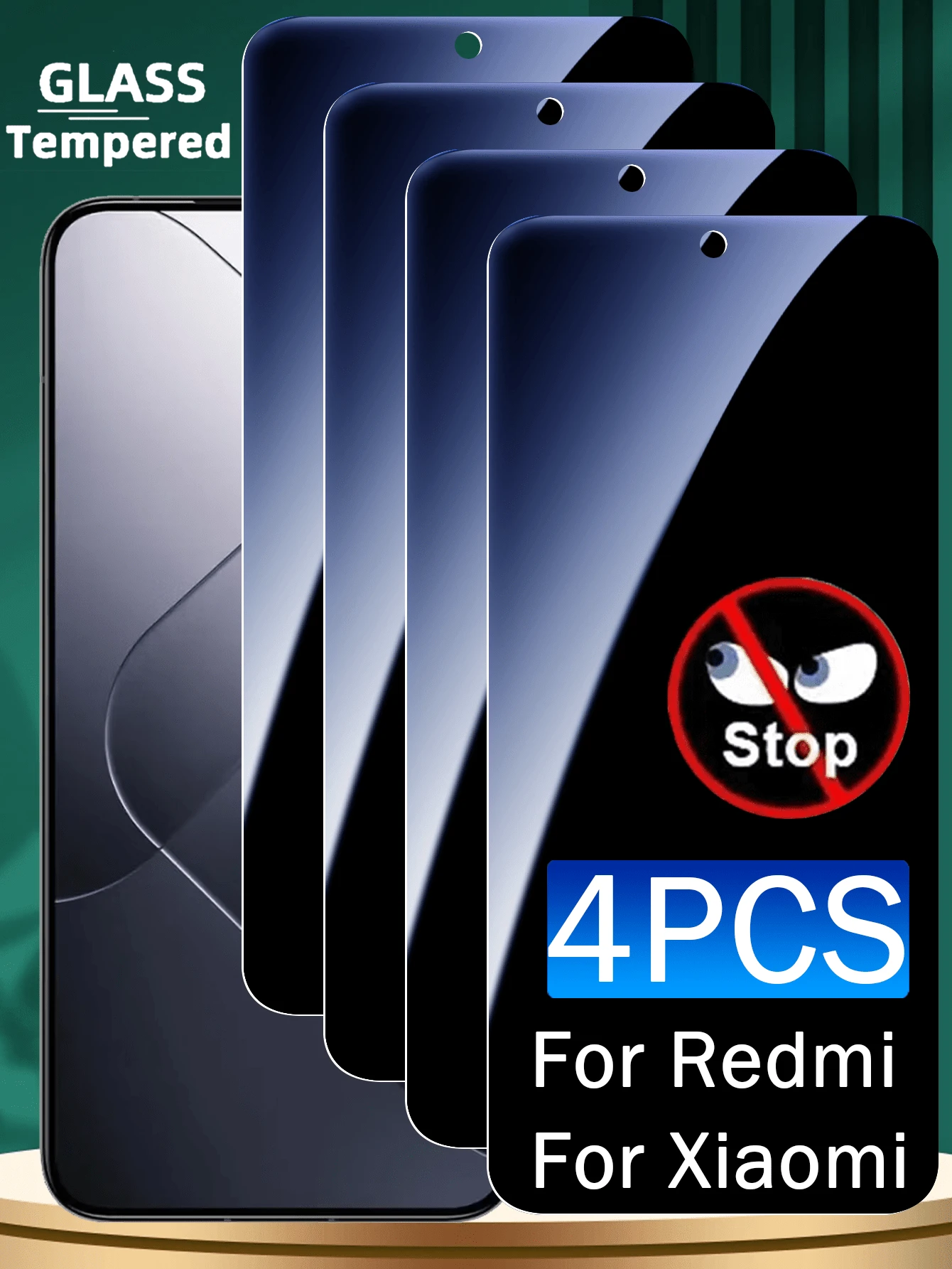 Bộ 4 miếng dán bảo vệ màn hình riêng tư tương thích với , kính cường lực chống vỡ kép, chống nhìn trộm, [Chống va đập - Bảo vệ riêng tư] - màu đen - Xem 1