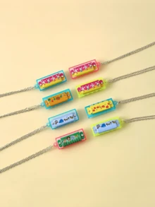 1 chiếc vòng cổ hình kèn harmonica mini có thể chơi được và móc khóa 4 lỗ 4 âm, nhạc cụ bằng nhựa hoạt hình, quà tặng lý tưởng cho các bữa tiệc và món quà hoàn hảo. - Nhiều màu - Xem 3