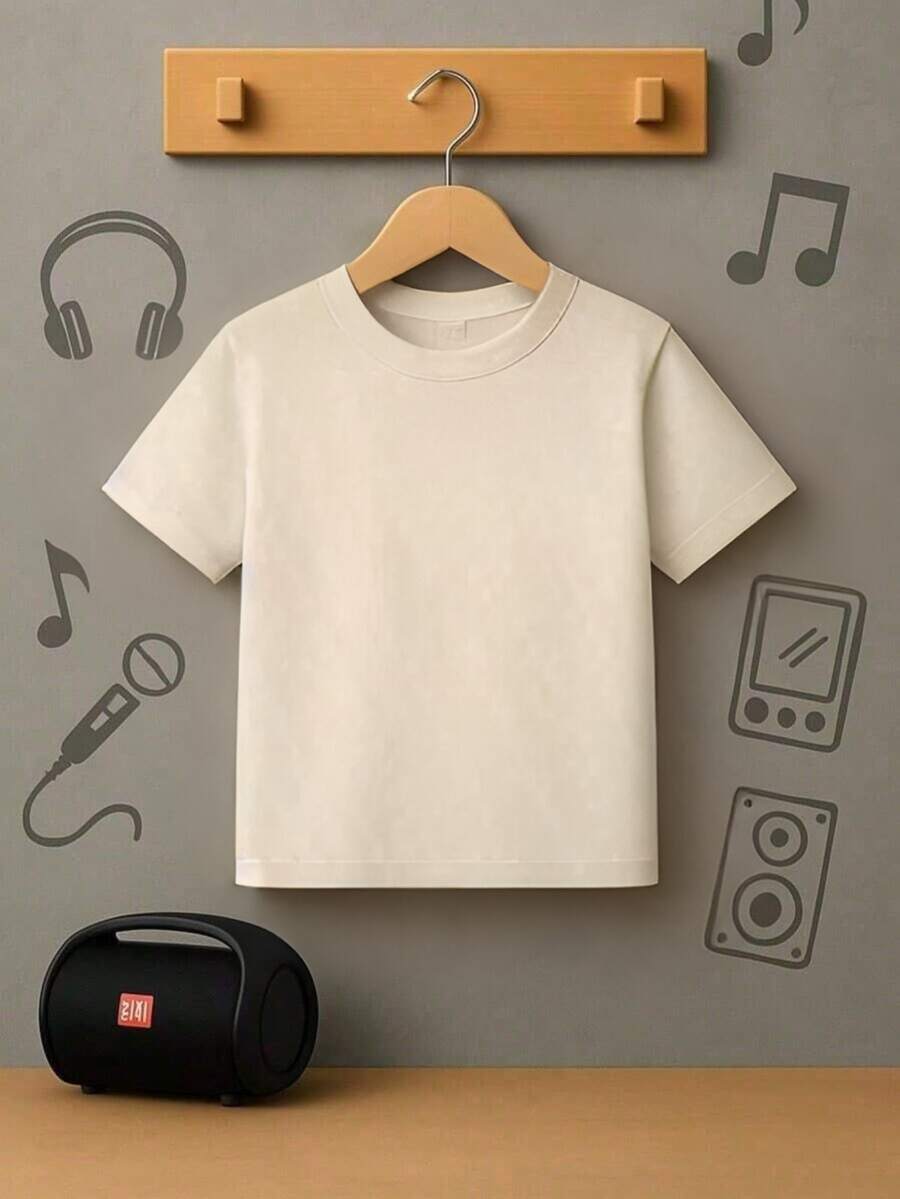 Unisex Basic Children's T-Shirt In Various Colors For Girls And Boys, 100% Cotton Kids Shirt - Beige - View 1