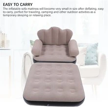Inflatable Sofa Bed Portable Foldable Thickened Flocked PVC Blow Up Couch Mattress For Home Travel Camping Coffee Color - Multicolor - View 5