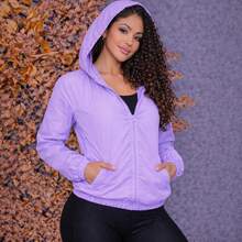 Women's Sports Jacket With Front Pockets And Hood - Purple - View 6