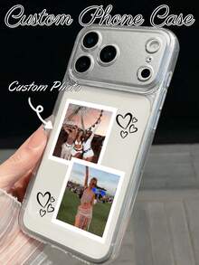 1PC Customizable Photo Phone Case Transparent Cover Matte Texture Compatible With 17/17 Pro/17 Pro Max/17 Air, 16-11, S20-S26 Series, Customized Gift, Best Friend Gift, Valentine's Day Gift, Personalized Gift - Clear - View 1