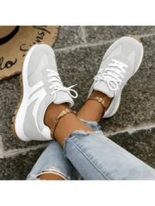 Sneakers For Women Fashion Tennis Shoes Casual Athletic Solid Color Low Top Lace Up Plain Toe Fabric Inner PVC Sole For Outdoor Walking Office Travel Spring Fall Womens Sandals Orange Sandals Flip Flops Wedge Heels For Women Jelly Sandals Women Platform Heels Botas Vaqueras Para Mujeres Jelly Sandals Birkenstocks Sandalias De Plataforma Mujer Zapatillas Sandalias De Tacón Zapatos De Vestir Mujer Tacones De Mujer Elegantes Zapatos Elegantes De Mujer Zapatillas Para Mujer Zapatillas Elegantes De Mujer\For Regular Foot Types, Just Order Your Usual Sneaker Size - 灰色 - 查看 6