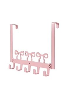 1个粉色蝴蝶结门后挂钩，壁挂式毛巾架，带5个挂钩，可爱乡村风格装饰，适用于卧室和浴室，可悬挂毛巾、帽子、衣服、包包、外套，家居收纳 - 彩色 - 查看 14