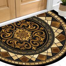 1 pieza Felpudo clásico marrón con patrón floral, Felpudo de bienvenida, Alfombra pequeña, Felpudo para exteriores, Alfombra de cocina, Decoración del hogar, Felpudo para la puerta principal, Alfombra de área, Alfombra para exteriores, Decoración del hogar, Alfombra de área, Alfombra de jardín, Alfombra lavable - Multicolor 3 - Ver 6