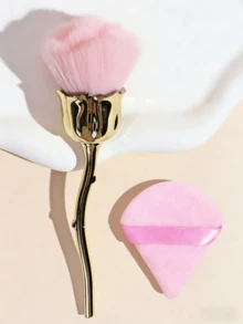 1支玫瑰形腮红刷，散粉刷，美甲粉刷，方便携带，适合初学者使用 - 彩色 - 查看 3