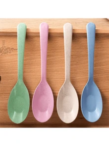 4 chiếc thìa nhựa cán dài chất liệu PP - Hoàn hảo cho việc nấu nướng và múc canh trong nhà bếp - Xem 2