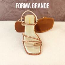Amizzara Women's Flat Sandals Exclusive Adjustable Shiny Rhinestone Straps Colorful Comfortable Casual - 金色 - 查看 12