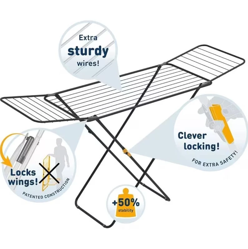 Telescopic Clothes Drying Racks - Black - View 1
