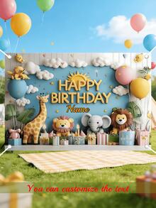 1-Piece Custom Text Design, Animal-Themed, Versatile, Vinyl Backdrop Banner. Hangable, Multifunctional, Highly Decorative, Colorful, Back To School - Multicolor 4 - View 15
