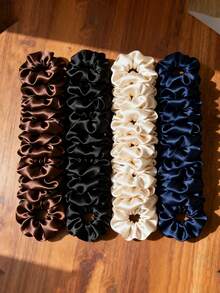 20/50/60/120/150pcs Set Women Fashion Satin Hair Scrunchies, Shiny Silky Fabric Hair Ties, Elastic Ponytail Holders Hair Accessories Set, Daily Wear Hair Scrunchies, Casual Makeup Home Fitness Ladies Accessories Travel Accessories Hair Elastics Hair Rubber Bands Hair Rope Elastic Hair Tie - Multicolor - View 4