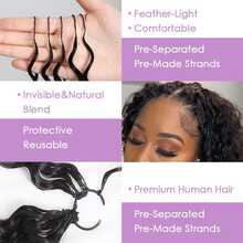 女士真人钩编假发 18 英寸深波浪羽毛钩编真人混纺发束 预先分离 预先打结 奇迹结钩编真人混纺发接发 - SNatural - 查看 5