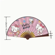 Sanrio 1/件 桂圓卷 黑米 Hello Kitty 可愛卡通派對不織布手搖扇，復古摺扇，夏季必備涼感系列雙面，多款 Hello Kitty、Kuromi、Jade Guigou、My Melody 派對禮物，生日禮物，情人節，婚禮，舞會，旅行配件，返校季，畢業季，母親節，復古風格，夏季完美選擇 - 卡通 - 查看 4