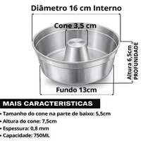 Kit 3 Forms No. 16 Round Bakery Pudding Cake With Hole - Silver - View 2