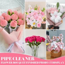 毛绒扭结花束DIY手工套装，幼儿园手工材料 - 281pcs pink - 查看 3