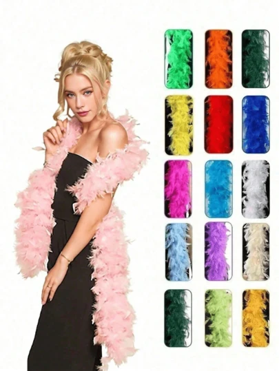 Khăn choàng lông vũ, phụ kiện trang phục tự làm, khăn choàng lông vũ nhiều màu sắc để trang trí, thích hợp cho tiệc sinh nhật, Halloween, Giáng sinh, đua xe, tiệc trà, đêm giao thừa, buổi hòa nhạc và trang trí nhà cửa, váy dạ hội, biểu diễn sân khấu, trang phục và phụ kiện lễ hội hóa trang, đồ dùng tiệc tùng.