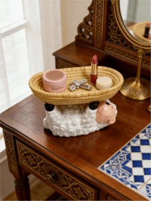 1pc INS Style Elegant Sheep Tray, Essential Middle Eastern Home Decor, Vanity Makeup Storage/Incense Holder, Muslim Women's Aesthetic Desktop Decor, Cross-Border Hot Seller, Room Decoration, Handicraft, Resin Statue, Decorative Vase, Gardening, Dining Table Decor, Cafe, Bookshelf, Gift - Multicolor - View 2
