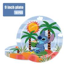 Disney Bộ trang trí tiệc sinh nhật chủ đề bãi biển Stitch, bộ đồ dùng ăn uống bằng giấy dùng một lần, bao gồm đĩa, cốc, khăn ăn, chất liệu (10 đĩa 7 inch, 10 đĩa 9 inch, 10 cốc, 20 khăn ăn), thích hợp cho các bữa tiệc sinh nhật, họp mặt gia đình, dã ngoại ngoài trời, đám cưới, lễ đính hôn và mùa tựu trường. - Nhiều màu - Xem 8