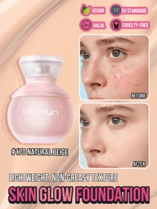 Misslyn Skin Glow Matte Foundation - 轻盈哑光防汗粉底液，持久透气，控油，隐形毛孔，防水防蹭，质地轻盈，适合Y2K妆容、派对、海滩、旅行、露营、户外活动、送礼、玫瑰时尚女孩、新年妆容、角色扮演、最佳旅行假期、缤纷校园魅力氛围、中国新年，纯素，无动物实验 - #170 Natural Beige - 查看 1
