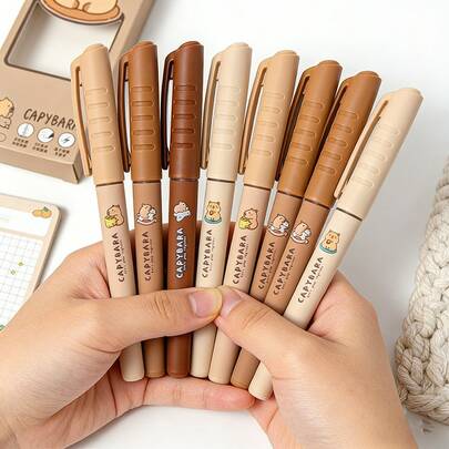 4pcs Capybara-Themed Gel Pens, High Capacity, Black Ink, Office Supplies, Quick-Drying, 0.5mm Tip, Smooth Writing, For Office And School Use, Gift Stationery,Large-Capacity Multi-Layer Pencil Case, Back To School Supplies School Essentials