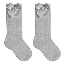 Set Of 2 Pairs Of Children's 3/4 Length Party Socks (Sizes 16-33) With Satin Bow, Long Length, For Girls, Baptisms, Weddings, Flower Girls, Social Events, Dances, Elegant Schoolgirl Styles, Gray. - 2雙灰色 - 查看 9