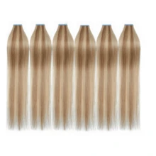 20P/50g Tóc nối dạng băng dính, tóc thật Remy, nối tóc liền mạch, chất lượng cao, thích hợp cho salon, cấy tóc tự nhiên, dài 12-24 inch. - S18/613 - Xem 14