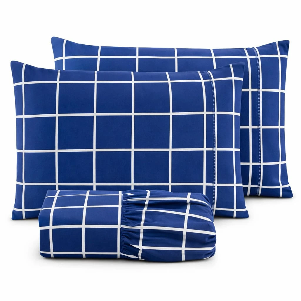 400 Thread Count Micropercal Bedding Set With Hemstitching, Double, Queen, And Single Sizes, Printed, Extra Soft And Comfortable Touch. - Navy Blue - View 1