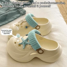 2026 New Thick Bottom Slip-On Sandals, DIY Accessories, Casual Comfortable Beach Wear - Light Blue - View 7