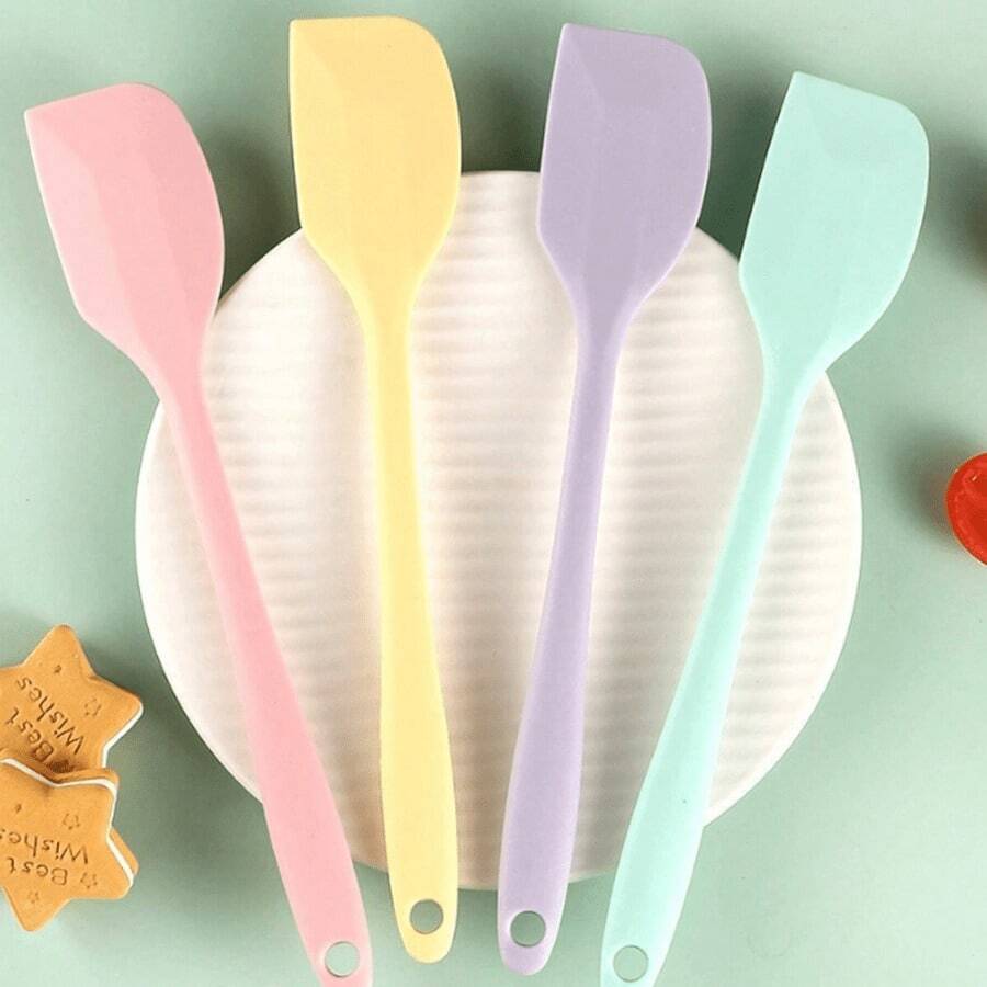 4pcs/1pc Silicone Spatula For Cream, Jam And Butter, Easy To Clean, Suitable For Home, Restaurant, Dessert Shop, Baking Kitchen Tool Set Back To School - Nhiều màu - Xem 1